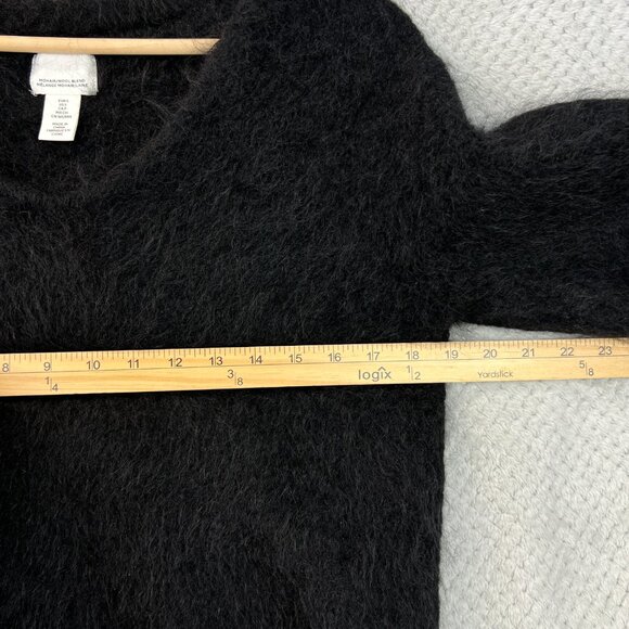 H&M Womens Jumper V Neck Sweater Shaggy Wool Mohair Long Sleeve Black Size Small - Picture 12 of 14